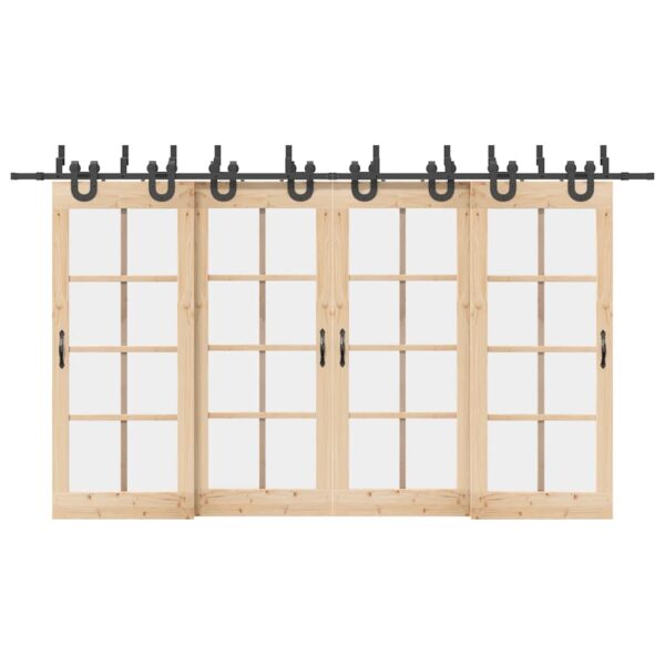 Sliding Door Hardware Kit 200 cm Steel Black