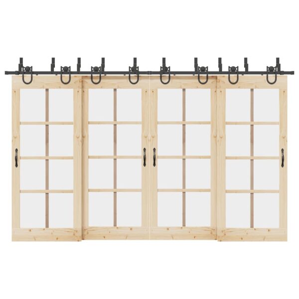 Sliding Door Hardware Kit 183 cm Steel Black
