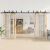 Sliding Door Hardware Kit 200 cm Steel Black