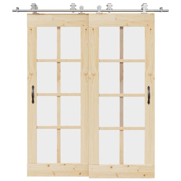 Sliding Door Hardware Kit 200 cm Stainless Steel Silver