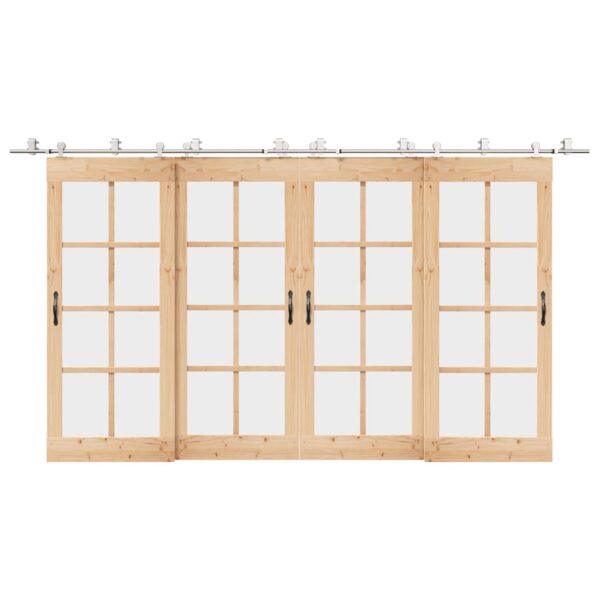 Sliding Door Hardware Kit 200 cm Stainless Steel Silver