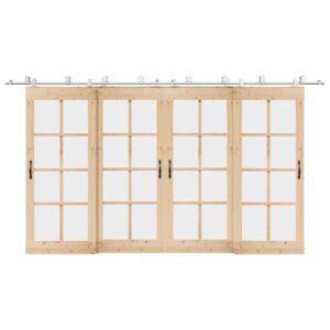 Sliding Door Hardware Kit 200 cm Stainless Steel Silver
