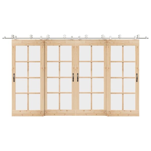 Sliding Door Hardware Kit 200 cm Stainless Steel Silver