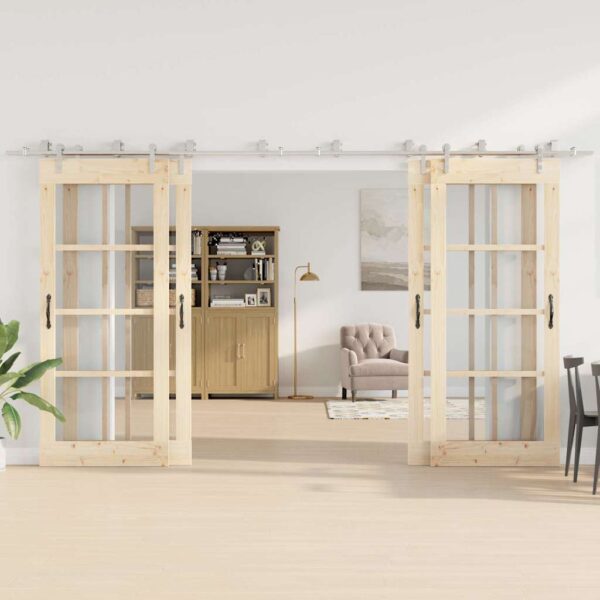 Sliding Door Hardware Kit 200 cm Stainless Steel Silver
