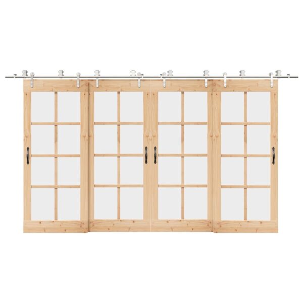 Sliding Door Hardware Kit 200 cm Stainless Steel Silver