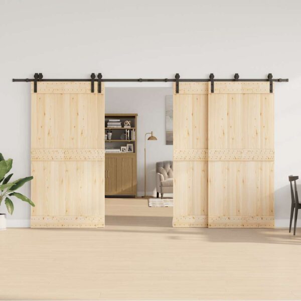 Sliding Door Hardware Kit 200 cm Steel Black