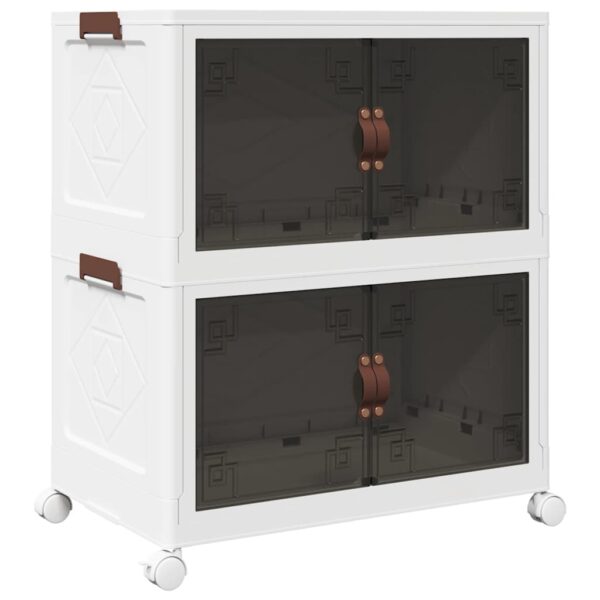 Stackable Storage Box with Wheels 2-Tier 75 L 65x40x76 cm