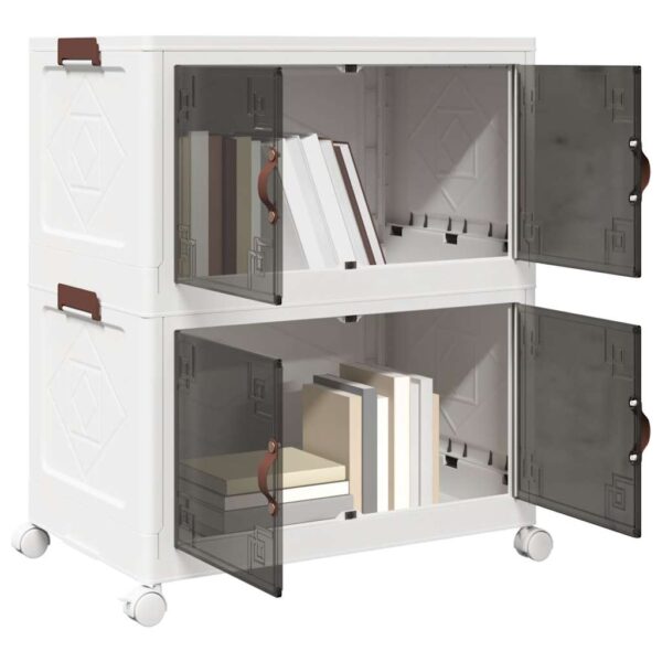 Stackable Storage Box with Wheels 2-Tier 75 L 65x40x76 cm