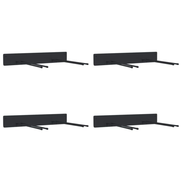 Garden Tool Storage Racks Wall Mounted 4 pcs Blacka Steel