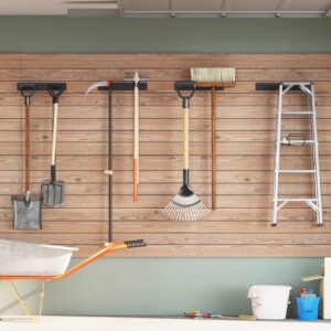 Garden Tool Storage Racks Wall Mounted 4 pcs Blacka Steel