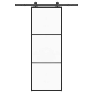 Sliding Door with Hardware Set 76x205 cm ESG Glass & Aluminium