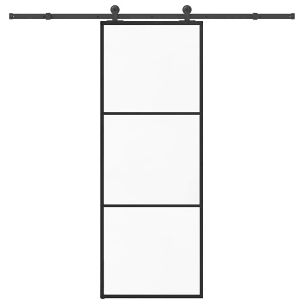 Sliding Door with Hardware Set 76x205 cm ESG Glass & Aluminium