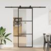 Sliding Door with Hardware Set 76x205 cm ESG Glass & Aluminium