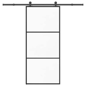 Sliding Door with Hardware Set 90x205 cm ESG Glass & Aluminium