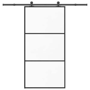 Sliding Door with Hardware Set 102x205 cm ESG Glass & Aluminium