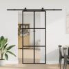 Sliding Door with Hardware Set 90x205 cm ESG Glass & Aluminium