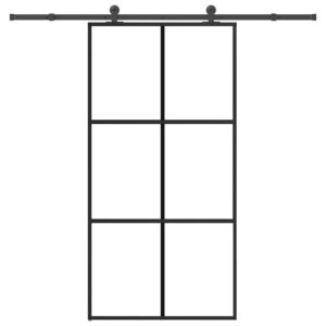 Sliding Door with Hardware Set 102x205 cm ESG Glass & Aluminium