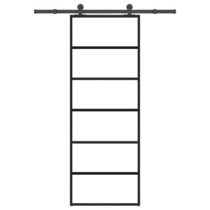 Sliding Door with Hardware Set 76x205 cm ESG Glass & Aluminium