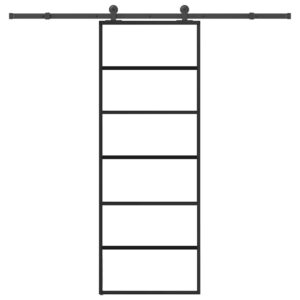 Sliding Door with Hardware Set 76x205 cm ESG Glass & Aluminium
