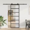 Sliding Door with Hardware Set 76x205 cm ESG Glass & Aluminium