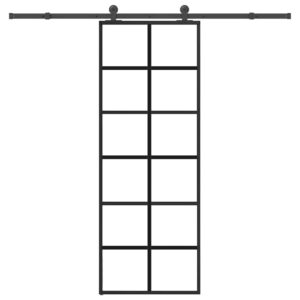 Sliding Door with Hardware Set 76x205 cm ESG Glass & Aluminium