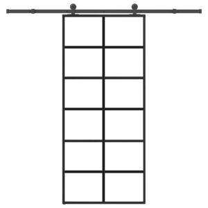 Sliding Door with Hardware Set 90x205 cm ESG Glass & Aluminium