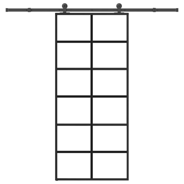 Sliding Door with Hardware Set 90x205 cm ESG Glass & Aluminium
