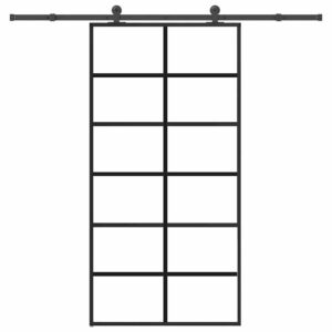 Sliding Door with Hardware Set 102x205 cm ESG Glass & Aluminium
