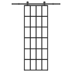 Sliding Door with Hardware Set 76x205 cm ESG Glass & Aluminium