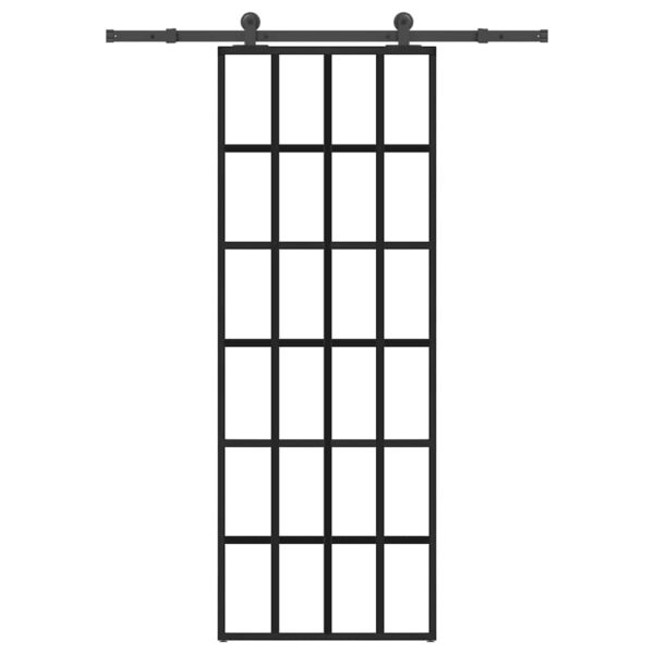 Sliding Door with Hardware Set 76x205 cm ESG Glass & Aluminium