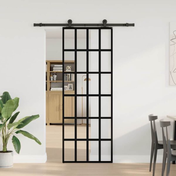 Sliding Door with Hardware Set 76x205 cm ESG Glass & Aluminium
