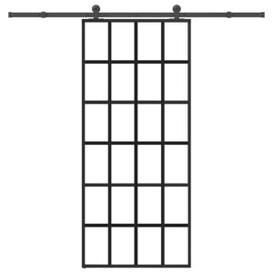 Sliding Door with Hardware Set 90x205 cm ESG Glass & Aluminium
