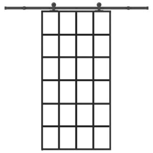 Sliding Door with Hardware Set 102x205 cm ESG Glass & Aluminium