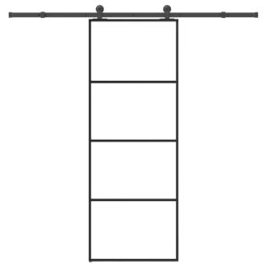 Sliding Door with Hardware Set 76x205 cm ESG Glass & Aluminium