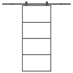 Sliding Door with Hardware Set 90x205 cm ESG Glass & Aluminium