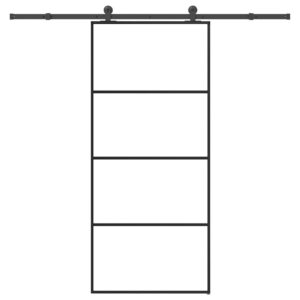 Sliding Door with Hardware Set 90x205 cm ESG Glass & Aluminium