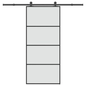 Sliding Door with Hardware Set 90x205 cm ESG Glass & Aluminium