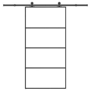 Sliding Door with Hardware Set 102.5x205 cm ESG Glass & Aluminium