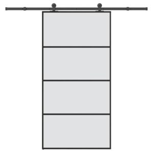 Sliding Door with Hardware Set 102.5x205 cm ESG Glass & Aluminium