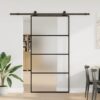 Sliding Door with Hardware Set 102.5x205 cm ESG Glass & Aluminium