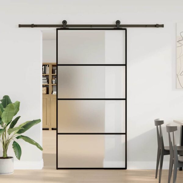 Sliding Door with Hardware Set 102.5x205 cm ESG Glass & Aluminium