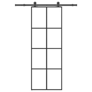 Sliding Door with Hardware Set 76x205 cm ESG Glass & Aluminium