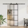 Sliding Door with Hardware Set 76x205 cm ESG Glass & Aluminium