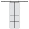 Sliding Door with Hardware Set 76x205 cm ESG Glass & Aluminium