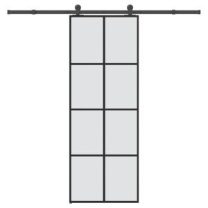Sliding Door with Hardware Set 76x205 cm ESG Glass & Aluminium