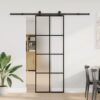 Sliding Door with Hardware Set 76x205 cm ESG Glass & Aluminium