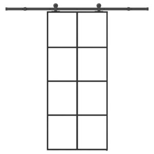 Sliding Door with Hardware Set 90x205 cm ESG Glass & Aluminium