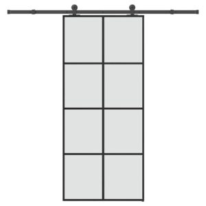 Sliding Door with Hardware Set 90x205 cm ESG Glass & Aluminium