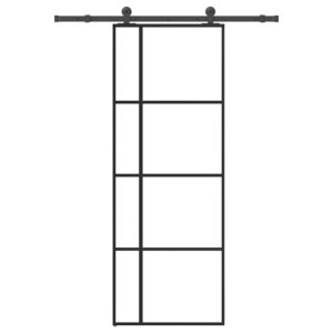 Sliding Door with Hardware Set 76x205 cm ESG Glass & Aluminium