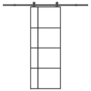 Sliding Door with Hardware Set 76x205 cm ESG Glass & Aluminium